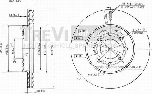 Trevi Automotive BD1221 - Brake Disc autospares.lv