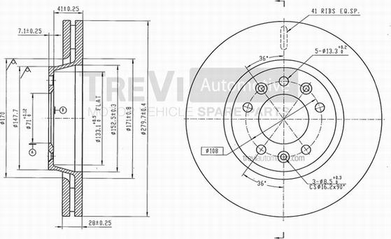 Trevi Automotive BD1223 - Brake Disc autospares.lv