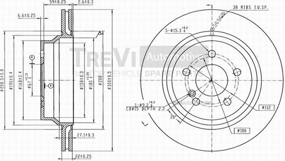 Trevi Automotive BD1222 - Brake Disc autospares.lv