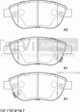 Trevi Automotive PF1493 - Brake Pad Set, disc brake autospares.lv