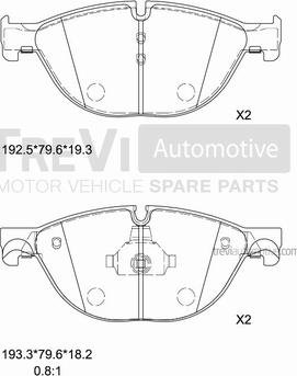 Trevi Automotive PF1445 - Brake Pad Set, disc brake autospares.lv