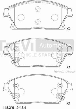 Trevi Automotive PF1442 - Brake Pad Set, disc brake autospares.lv