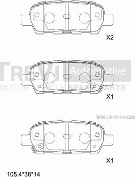 Trevi Automotive PF1454 - Brake Pad Set, disc brake autospares.lv