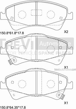 Trevi Automotive PF1456 - Brake Pad Set, disc brake autospares.lv