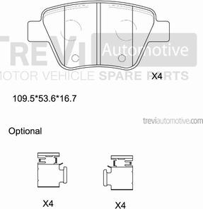 Trevi Automotive PF1451 - Brake Pad Set, disc brake autospares.lv