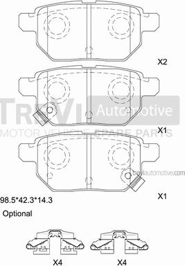 Trevi Automotive PF1458 - Brake Pad Set, disc brake autospares.lv