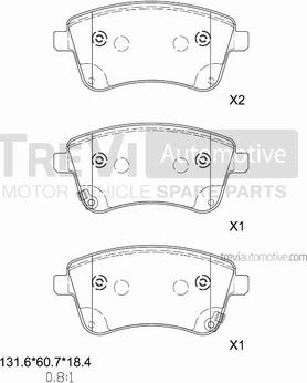 Trevi Automotive PF1461 - Brake Pad Set, disc brake autospares.lv