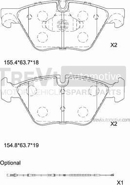 Trevi Automotive PF1468 - Brake Pad Set, disc brake autospares.lv