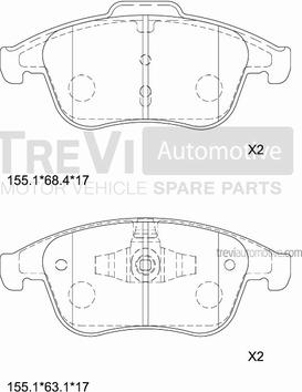 Trevi Automotive PF1404 - Brake Pad Set, disc brake autospares.lv