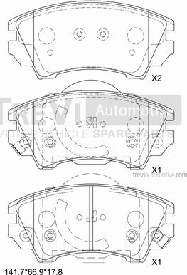 Trevi Automotive PF1419 - Brake Pad Set, disc brake autospares.lv