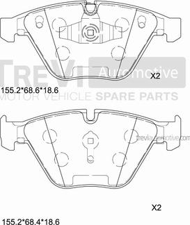 Trevi Automotive PF1413 - Brake Pad Set, disc brake autospares.lv