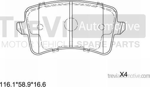 Trevi Automotive PF1412 - Brake Pad Set, disc brake autospares.lv