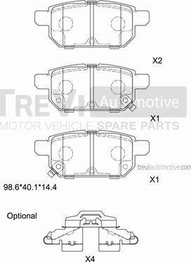 Trevi Automotive PF1486 - Brake Pad Set, disc brake autospares.lv