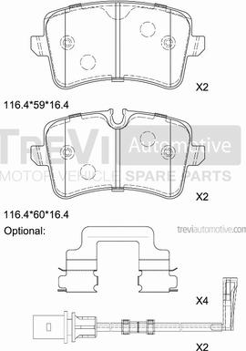 Trevi Automotive PF1481 - Brake Pad Set, disc brake autospares.lv