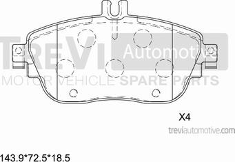 Trevi Automotive PF1435 - Brake Pad Set, disc brake autospares.lv