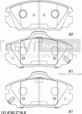 Trevi Automotive PF1436 - Brake Pad Set, disc brake autospares.lv