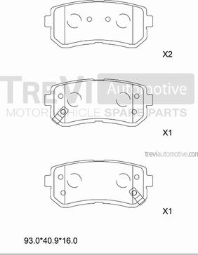 Trevi Automotive PF1430 - Brake Pad Set, disc brake autospares.lv