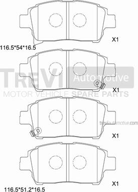 Trevi Automotive PF1431 - Brake Pad Set, disc brake autospares.lv