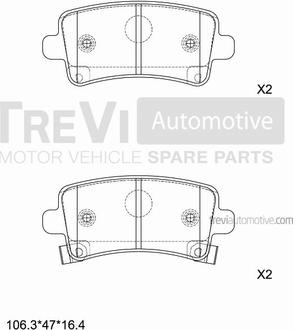 Trevi Automotive PF1438 - Brake Pad Set, disc brake autospares.lv