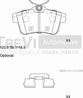 Trevi Automotive PF1424 - Brake Pad Set, disc brake autospares.lv