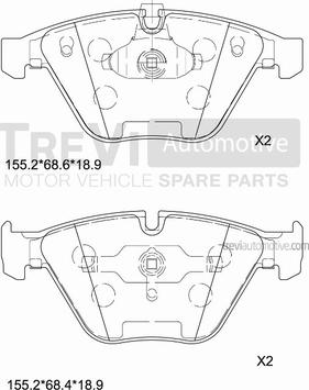 Trevi Automotive PF1423 - Brake Pad Set, disc brake autospares.lv