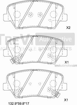 Trevi Automotive PF1474 - Brake Pad Set, disc brake autospares.lv