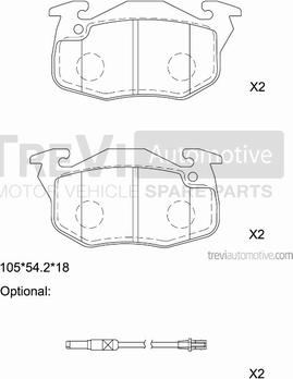 Trevi Automotive PF1476 - Brake Pad Set, disc brake autospares.lv