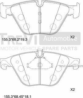 Trevi Automotive PF1470 - Brake Pad Set, disc brake autospares.lv