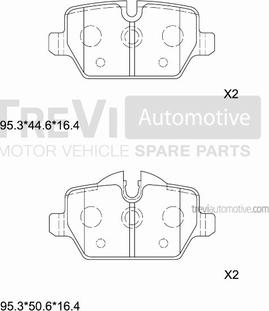 Trevi Automotive PF1471 - Brake Pad Set, disc brake autospares.lv