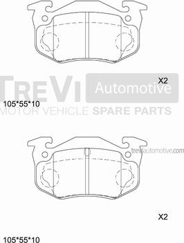 Trevi Automotive PF1599 - Brake Pad Set, disc brake autospares.lv