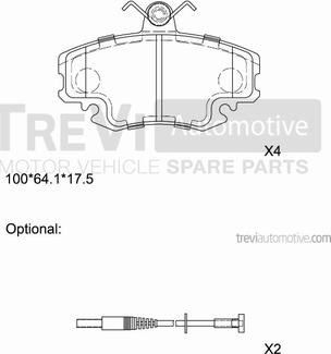 Trevi Automotive PF1590 - Brake Pad Set, disc brake autospares.lv