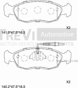 Trevi Automotive PF1598 - Brake Pad Set, disc brake autospares.lv