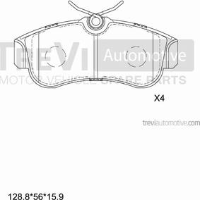 Trevi Automotive PF1555 - Brake Pad Set, disc brake autospares.lv