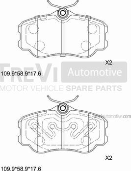 Trevi Automotive PF1553 - Brake Pad Set, disc brake autospares.lv