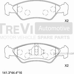 Trevi Automotive PF1552 - Brake Pad Set, disc brake autospares.lv