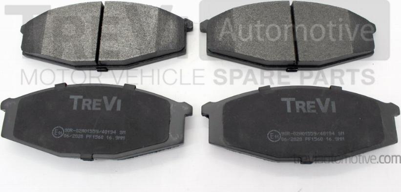 Trevi Automotive PF1560 - Brake Pad Set, disc brake autospares.lv