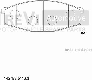 Trevi Automotive PF1560 - Brake Pad Set, disc brake autospares.lv