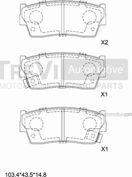 Trevi Automotive PF1568 - Brake Pad Set, disc brake autospares.lv