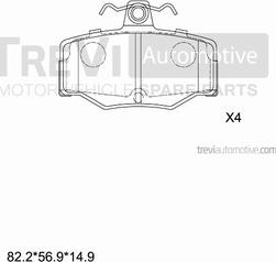 Trevi Automotive PF1567 - Brake Pad Set, disc brake autospares.lv