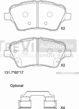 Trevi Automotive PF1501 - Brake Pad Set, disc brake autospares.lv