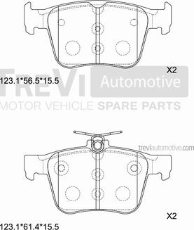 Trevi Automotive PF1516 - Brake Pad Set, disc brake autospares.lv