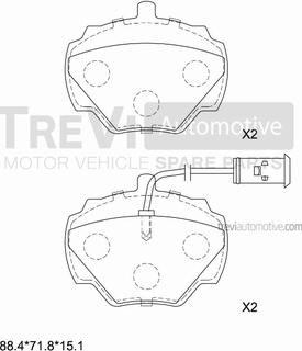 Trevi Automotive PF1517 - Brake Pad Set, disc brake autospares.lv