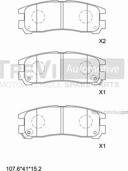 Trevi Automotive PF1584 - Brake Pad Set, disc brake autospares.lv