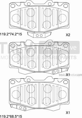 Trevi Automotive PF1582 - Brake Pad Set, disc brake autospares.lv