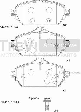 Trevi Automotive PF1534 - Brake Pad Set, disc brake autospares.lv