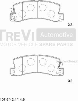 Trevi Automotive PF1524 - Brake Pad Set, disc brake autospares.lv