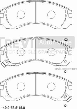 Trevi Automotive PF1575 - Brake Pad Set, disc brake autospares.lv