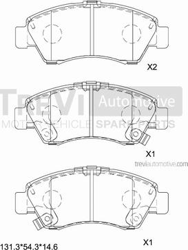 Trevi Automotive PF1578 - Brake Pad Set, disc brake autospares.lv