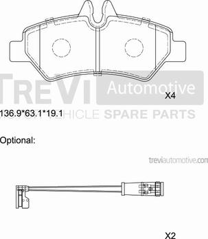 Trevi Automotive PF1646 - Brake Pad Set, disc brake autospares.lv