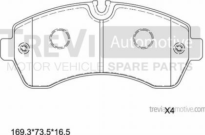 Trevi Automotive PF1643 - Brake Pad Set, disc brake autospares.lv